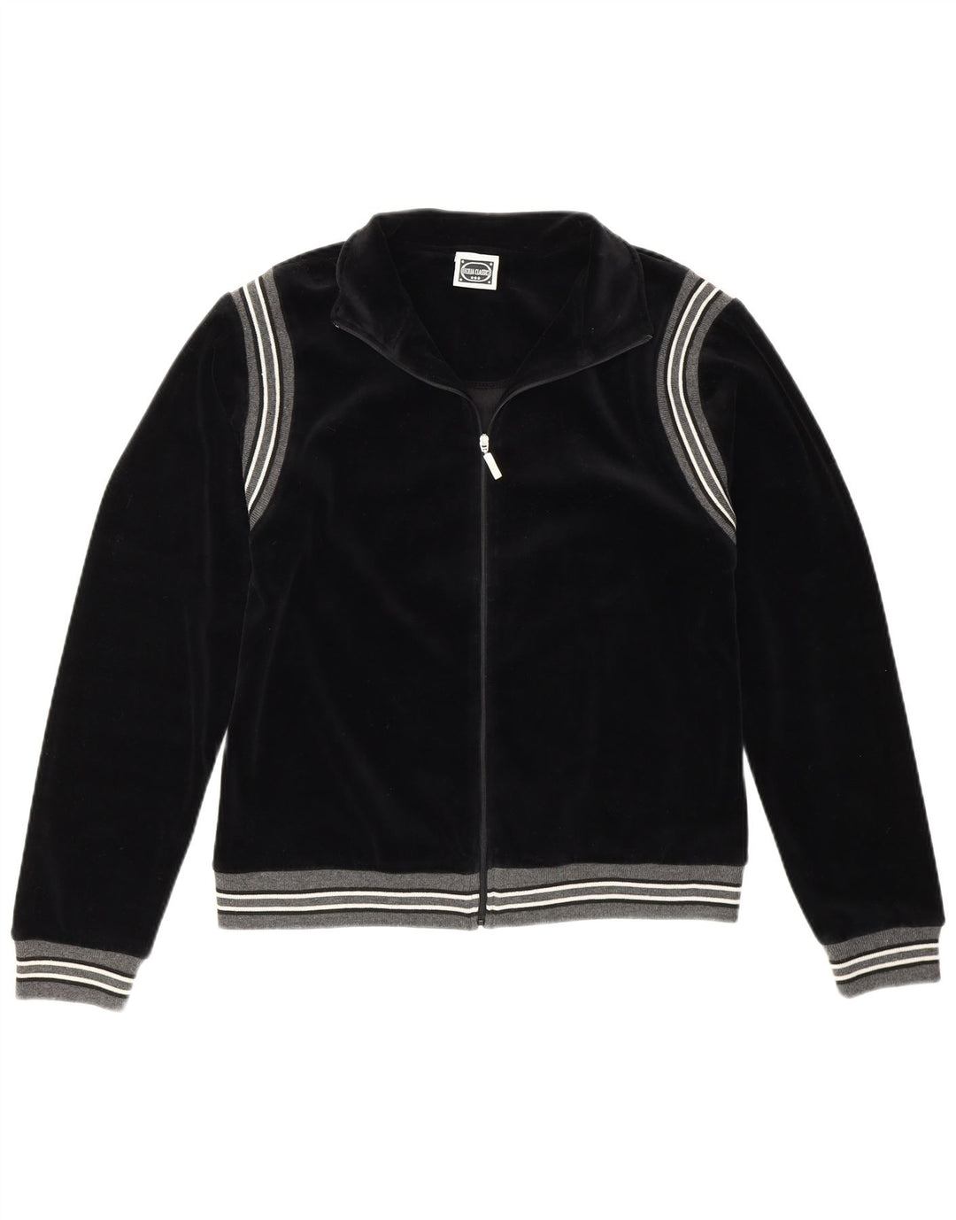 Vintage Damen Trainingsanzug Top Jacke EU 36/38 Kleine schwarz gestreifte Baumwolle