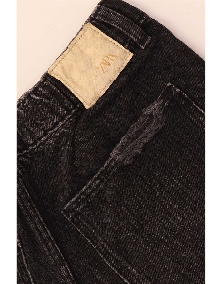 ZARA Mädchen Distressed Denim Shorts 9–10 Jahre W24 Grau