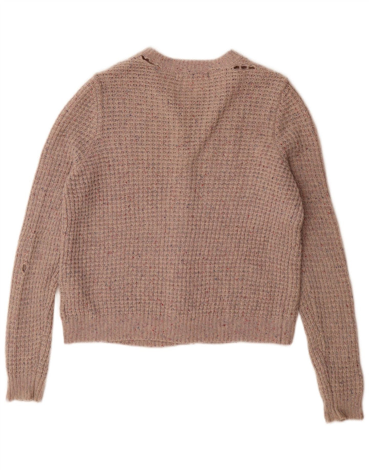 Marks & Spencer Damen-Cardigan-Pullover UK 14 Große grau gefleckte Wolle
