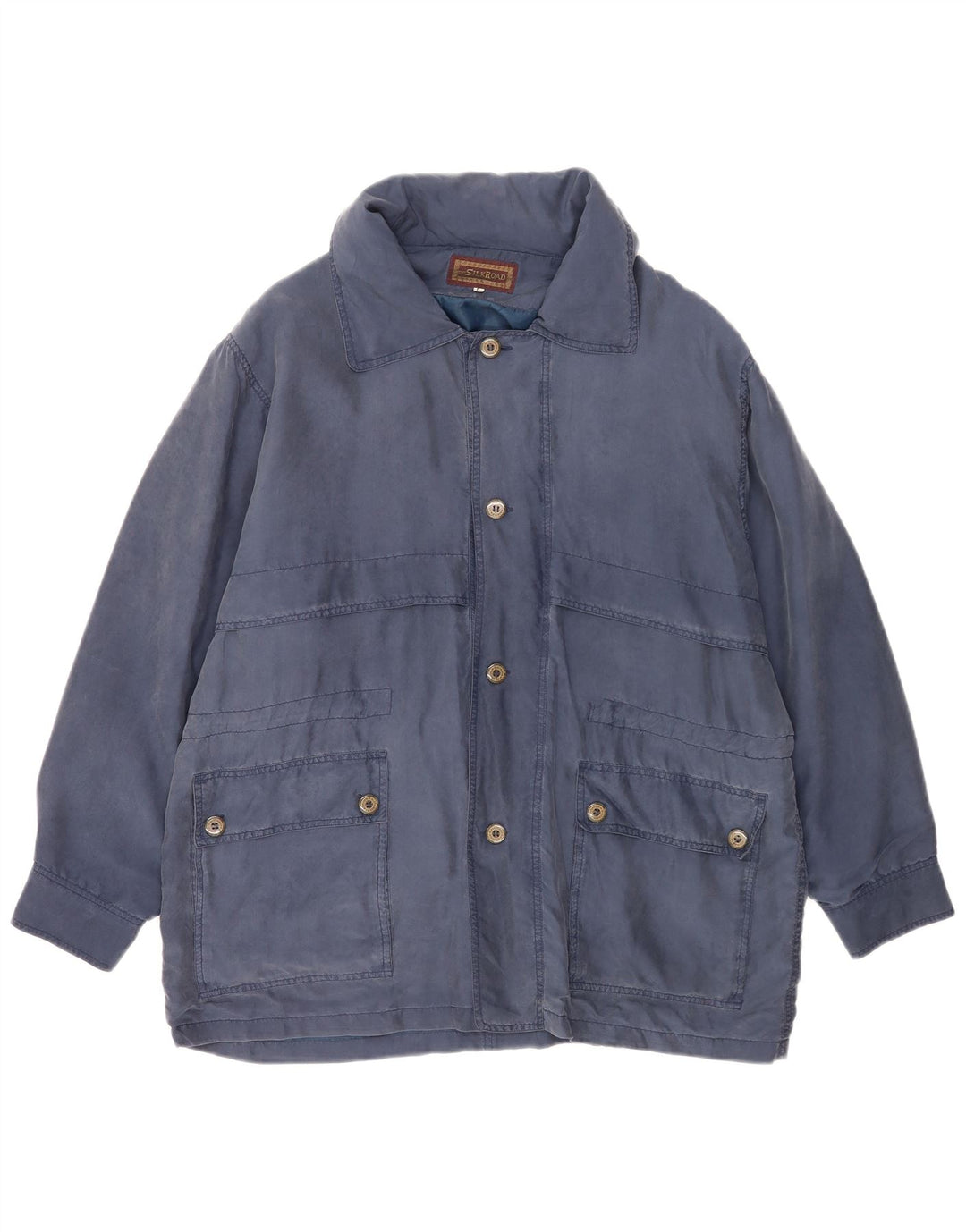 Vintage Herren Utility Jacke UK 40 Große marineblaue Seide