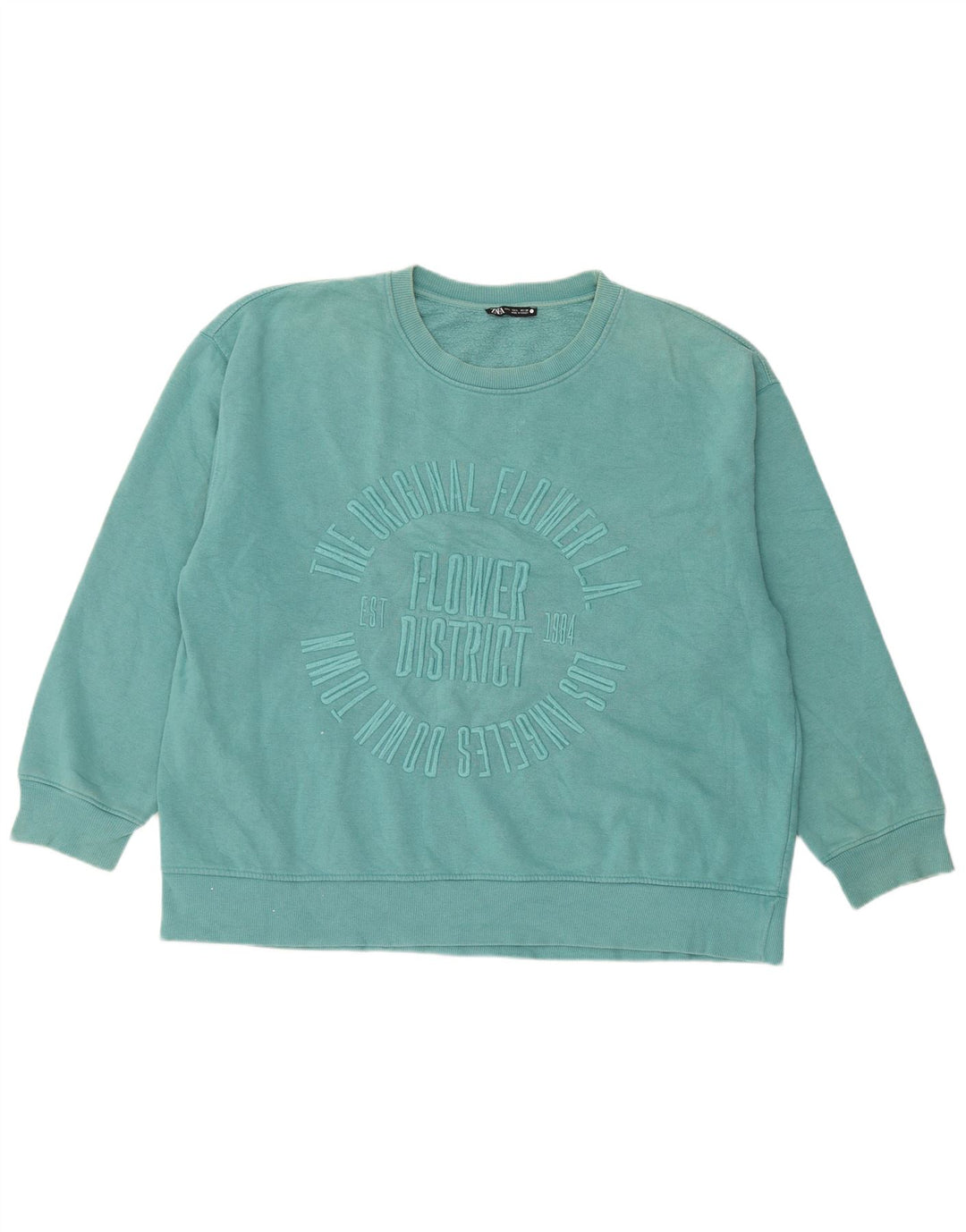 Zara Damen-Sweatshirt mit Grafik, übergroß, Größe 44, Blau, Baumwolle