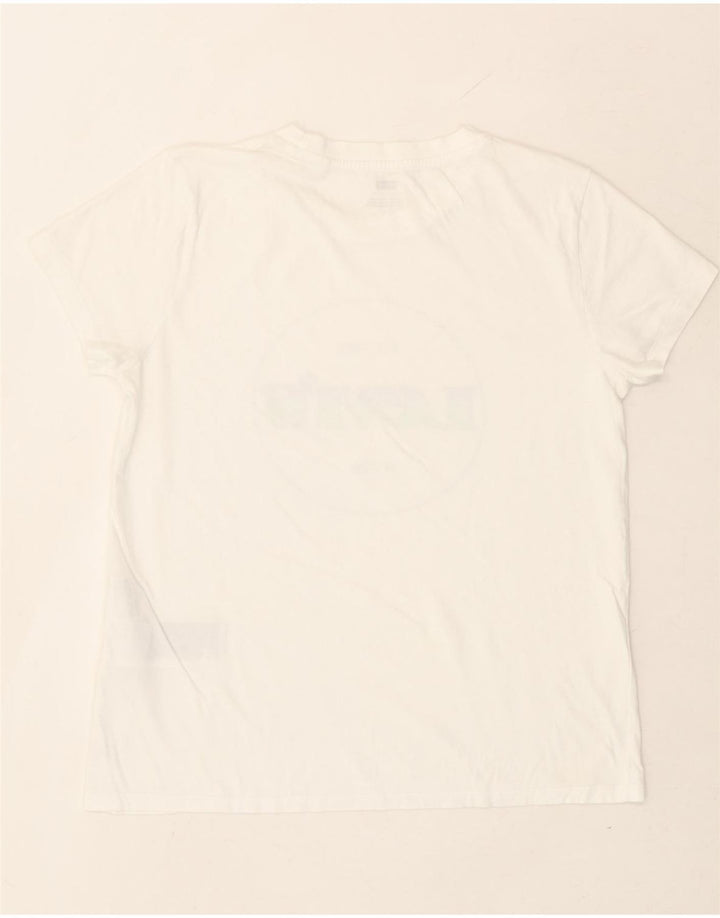 LEVI'S Womens Graphic T-Shirt Top UK 14 Medium White Cotton Vintage Levi's and Second-Hand Levi's from Messina Hembry 