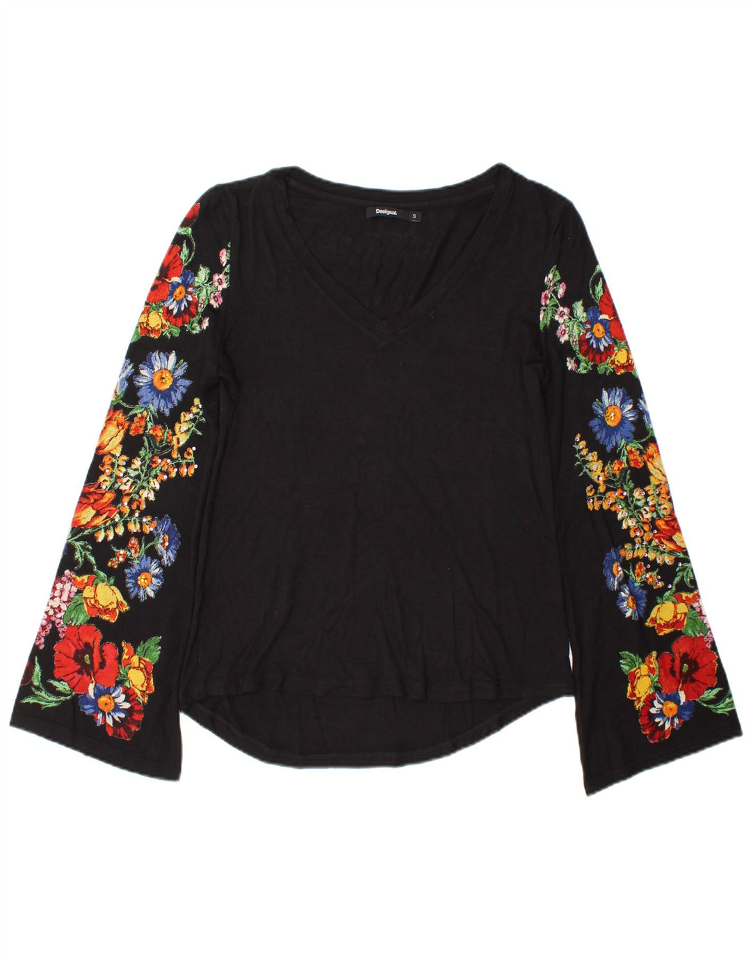 Desigual Damen Top Langarm UK 10 Small Black Floral
