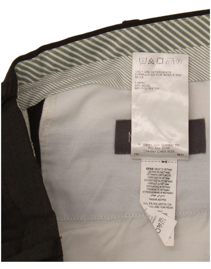 Gerade Herren-Anzughose von Marks & Spencer, W38, L33, braune Wolle