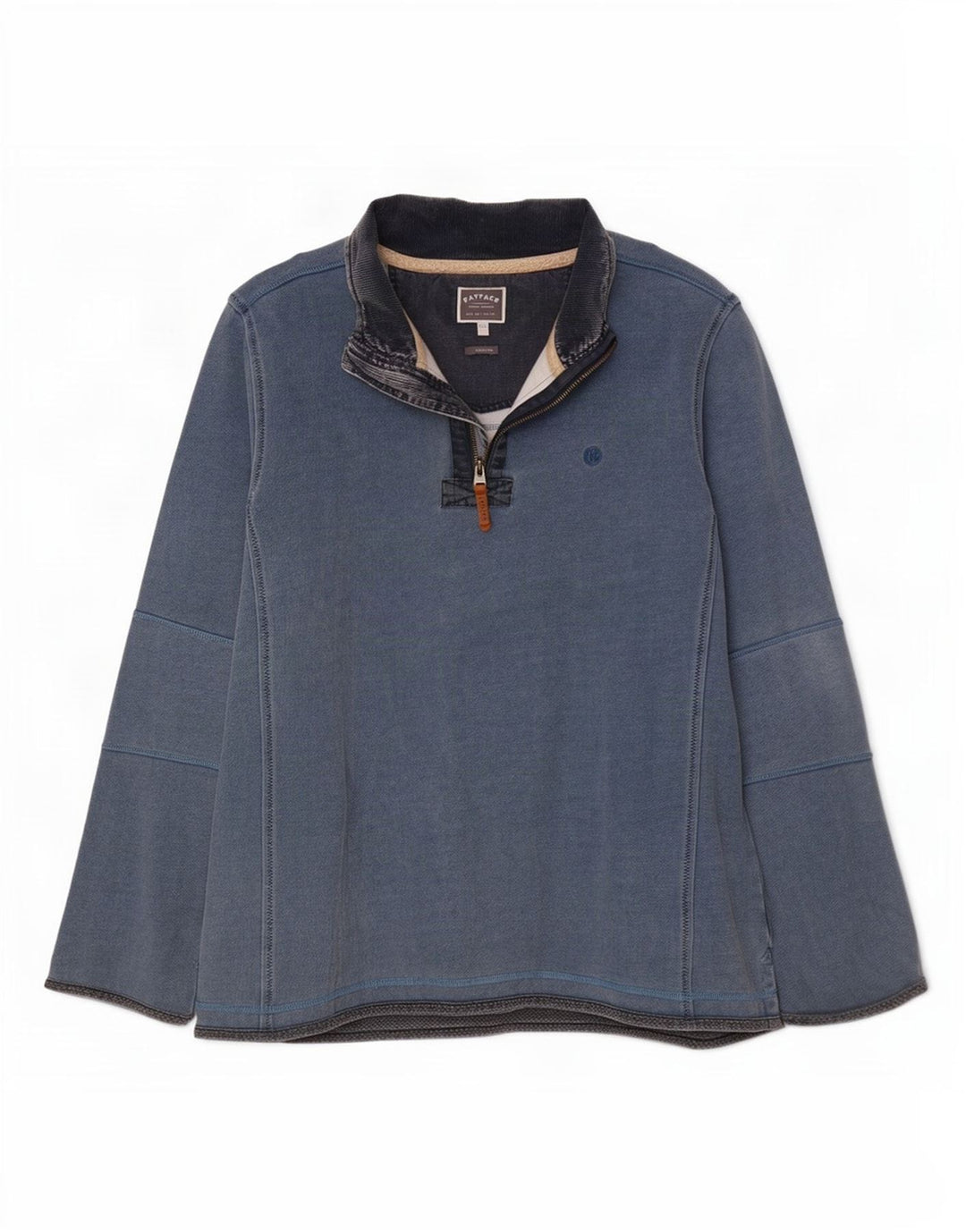 Fat Face Herren-Sweatshirt mit Reißverschluss am Hals, 2XL, blaue Baumwolle