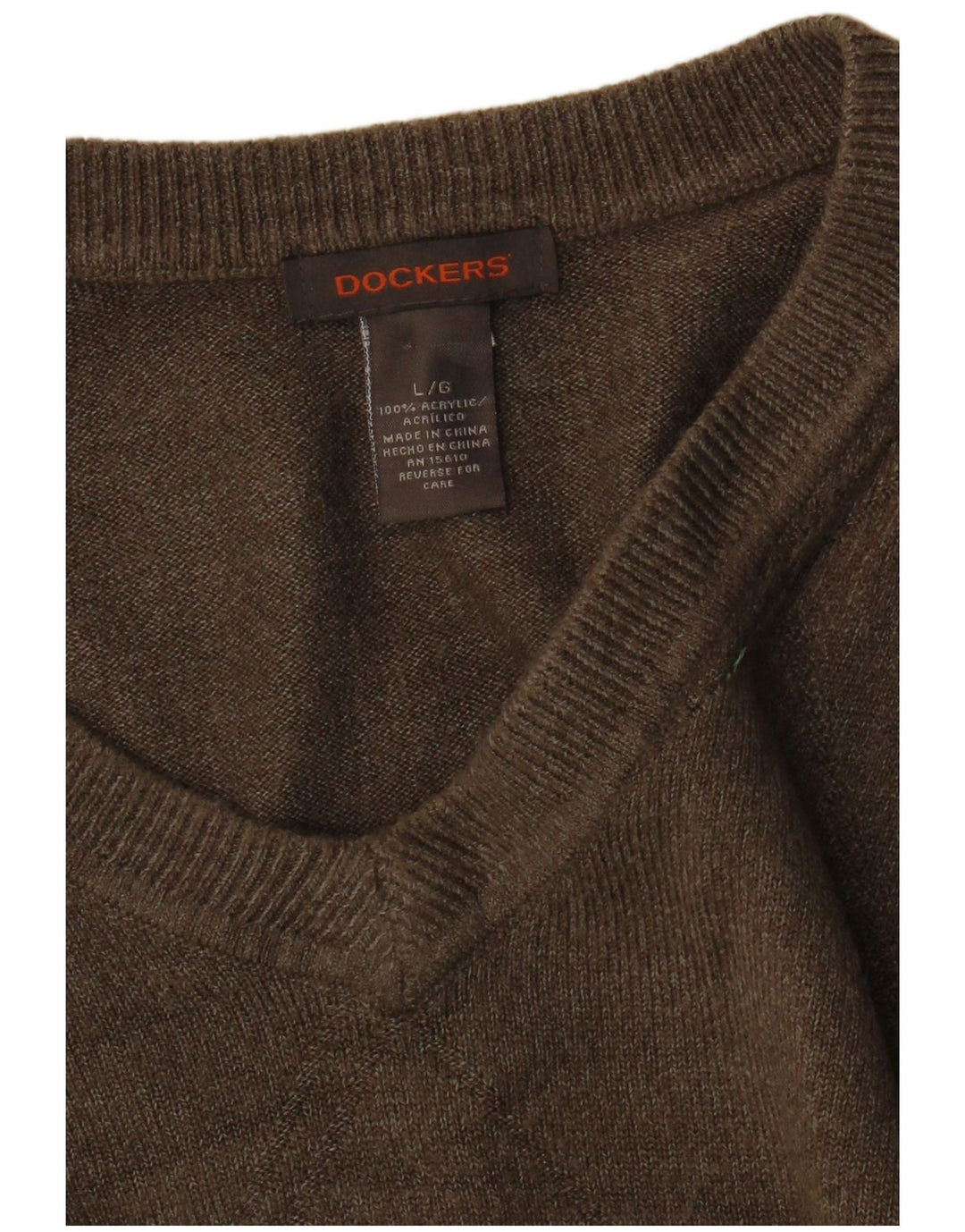 Dockers Herren-Pullover mit V-Ausschnitt, großes braunes Acryl