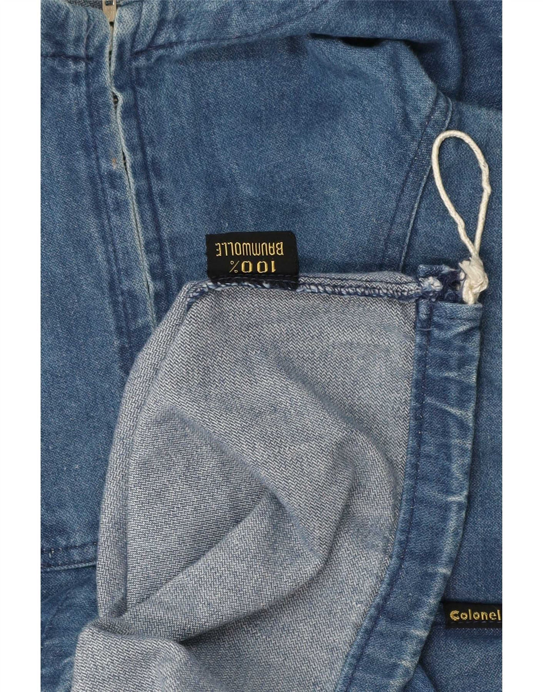 Vintage Herren Kapuzenpullover Jeansjacke UK 42 XL Blaue Baumwolle