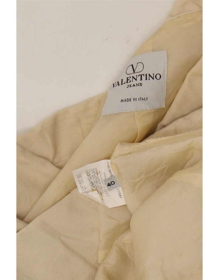 Valentino Damen-Blazerjacke mit 3 Knöpfen, IT 40, kleine beige Nadelstreifen