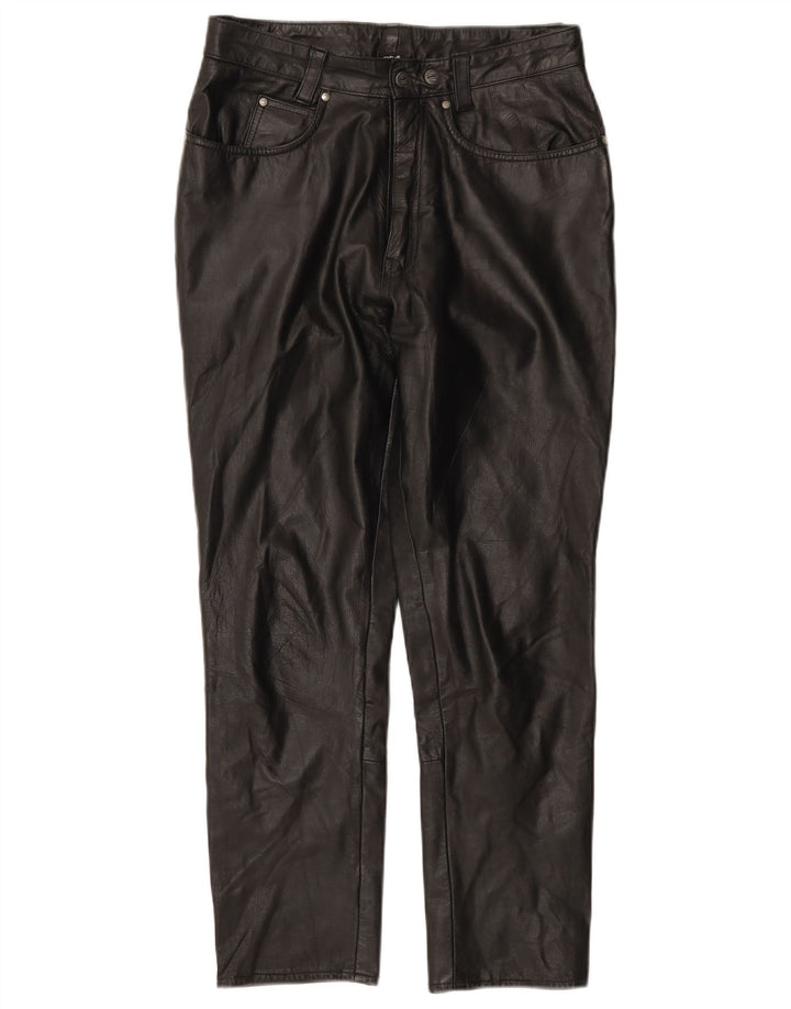 POLO Herren Leder Slim Hose IT 46 Small W28 L26 Schwarz