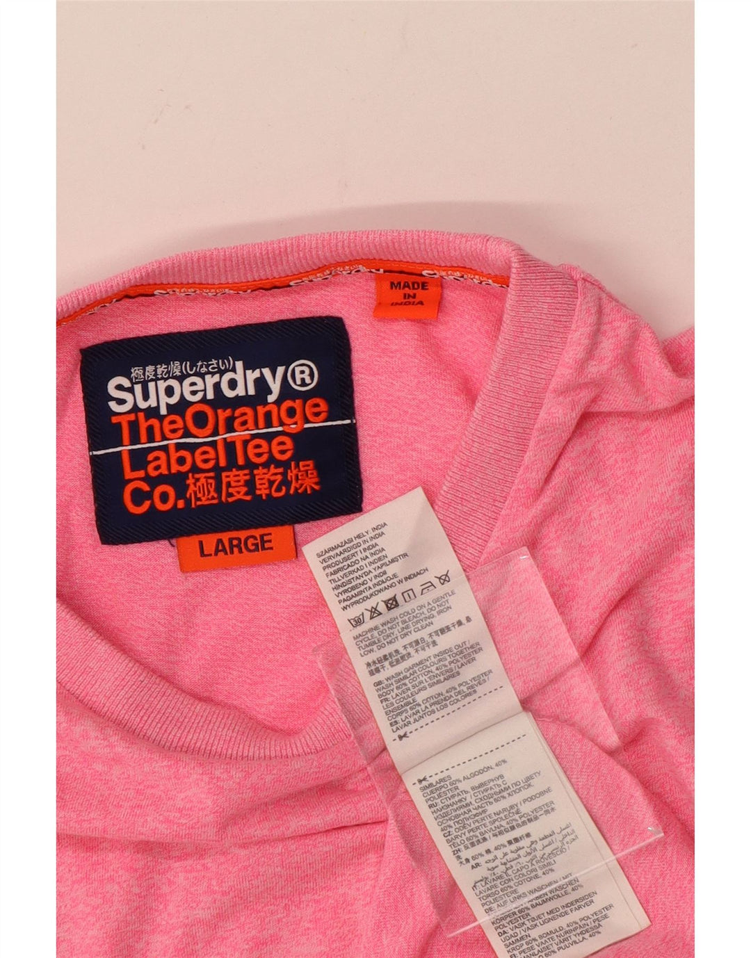 Superdry Herren T-Shirt Top Large Rosa Baumwolle