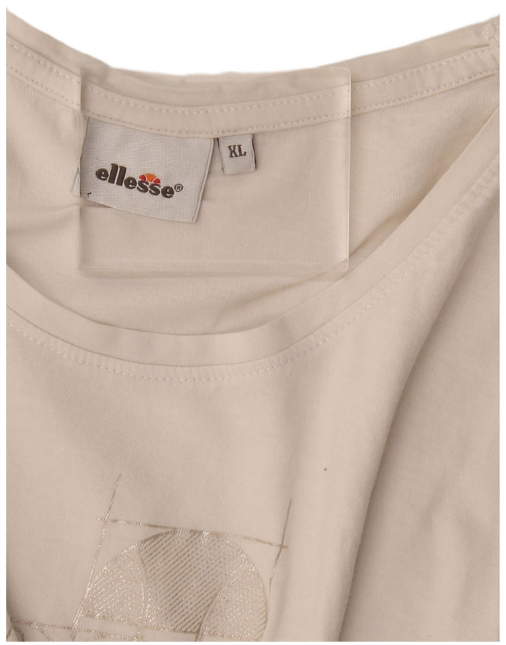 Ellesse Womens Graphic T-Shirt Top UK 18 XL Off White
