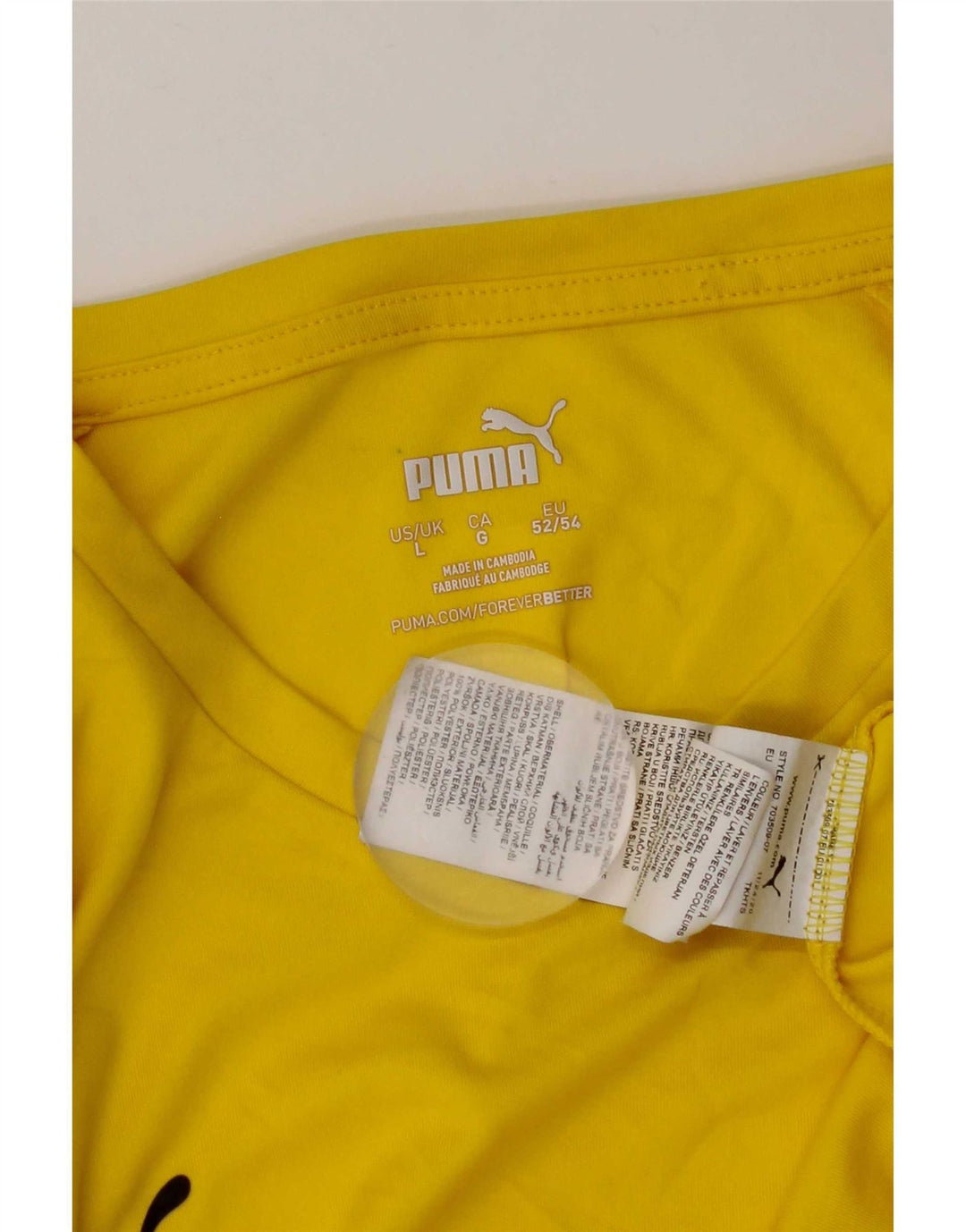 Puma Herren T-Shirt Top Large Gelb Polyester