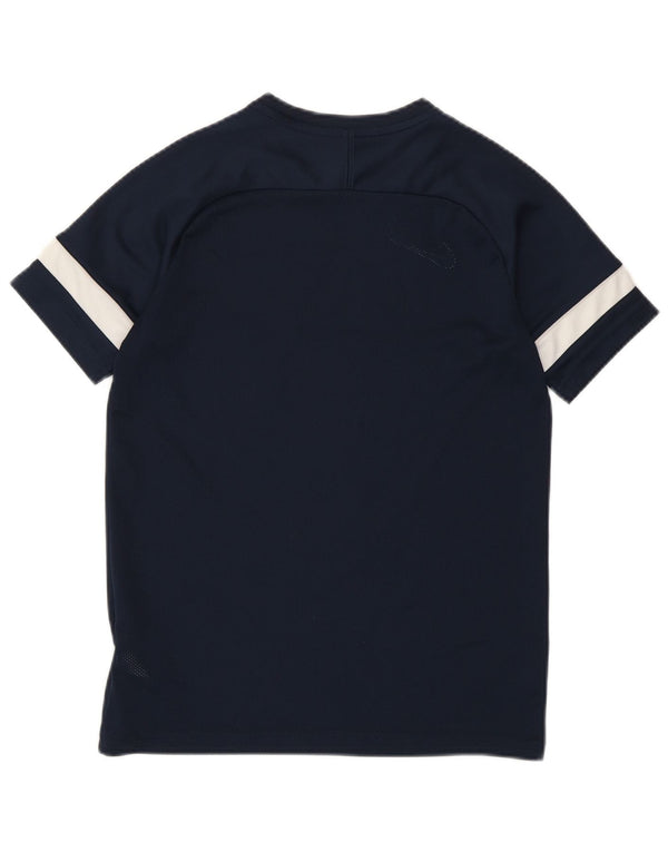 Nike Boys T-Shirt Top 12-13 Years Large Navy Blue Striped Polyester