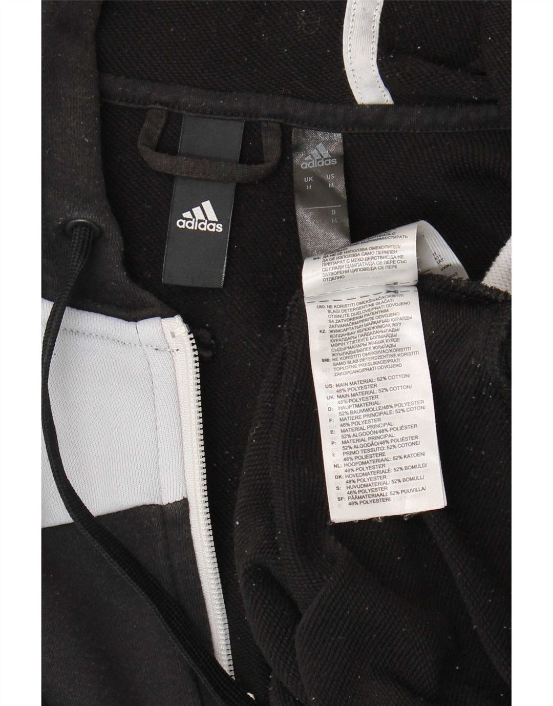 Adidas Herren-Kapuzenpullover mit Reißverschluss, Mittelschwarz, Colourblock-Baumwolle