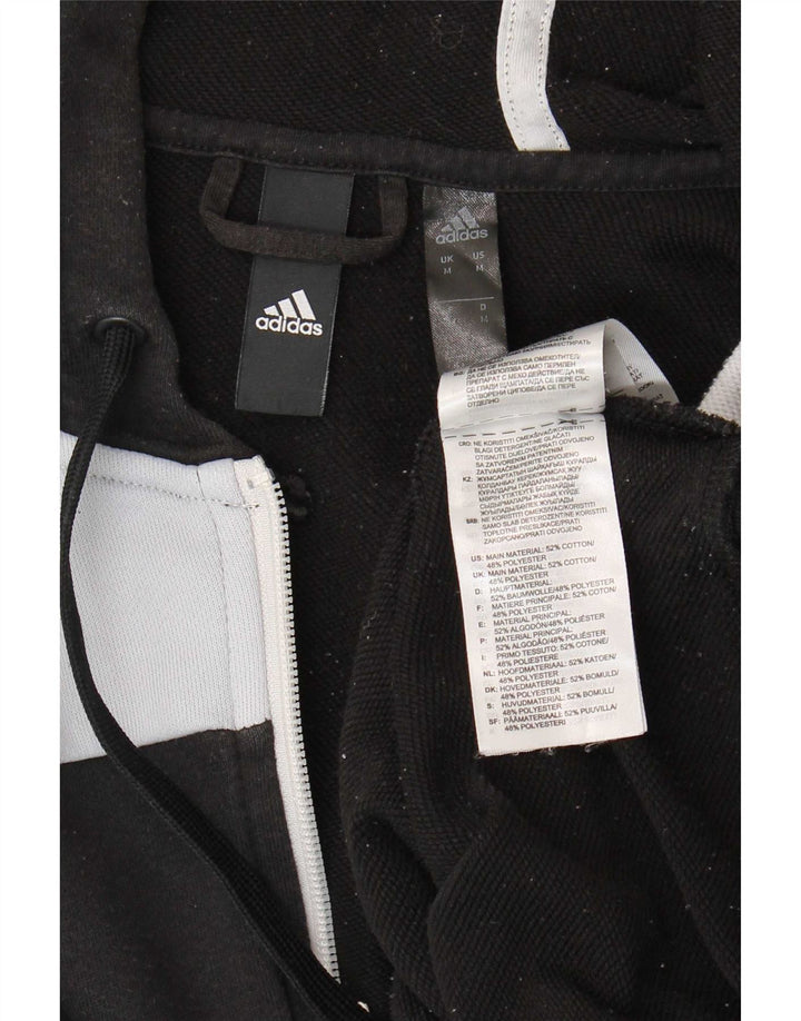 Adidas Herren-Kapuzenpullover mit Reißverschluss, Mittelschwarz, Colourblock-Baumwolle
