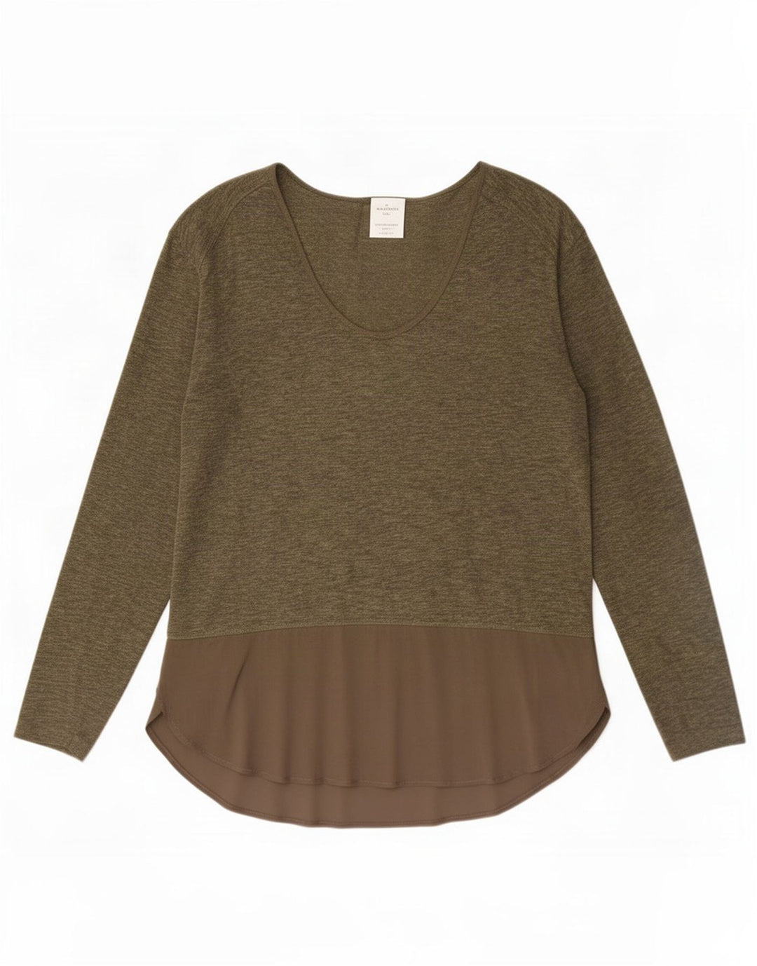 Zara Damen Top Langarm UK 14 Medium Khaki Colourblock