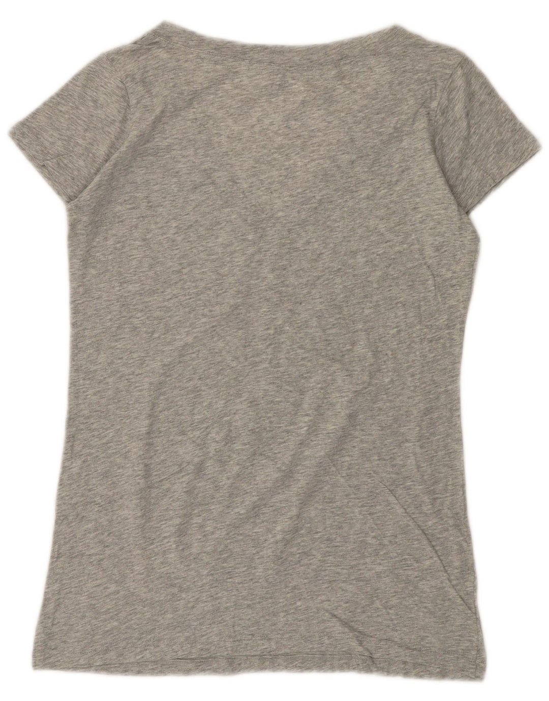 BENETTON Damen Grafik-T-Shirt-Oberteil UK 12 Mittelgrau meliert