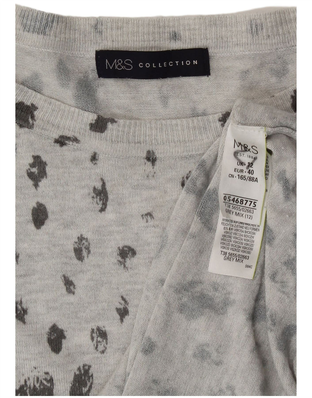 Marks & Spencer Damen-Pullover mit U-Boot-Ausschnitt, UK 12, Mittelgrau