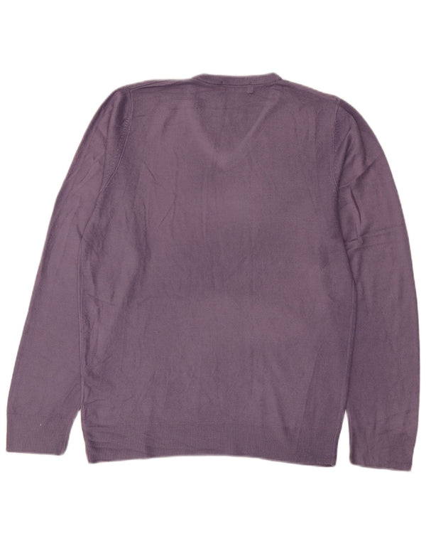 Marks & Spencer Herren Blue Harbour Pullover mit V-Ausschnitt, Größe S, Lila