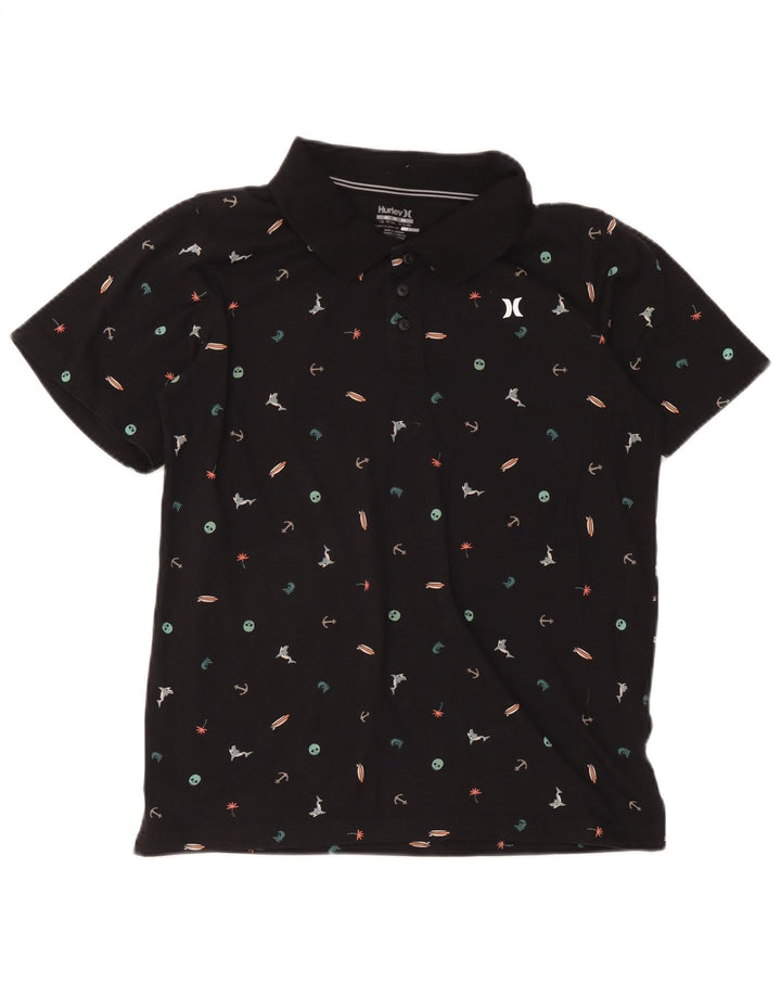 Hurley Boys Dri Fit Poloshirt mit abstraktem Muster, 13–14 Jahre, XL, Schwarz