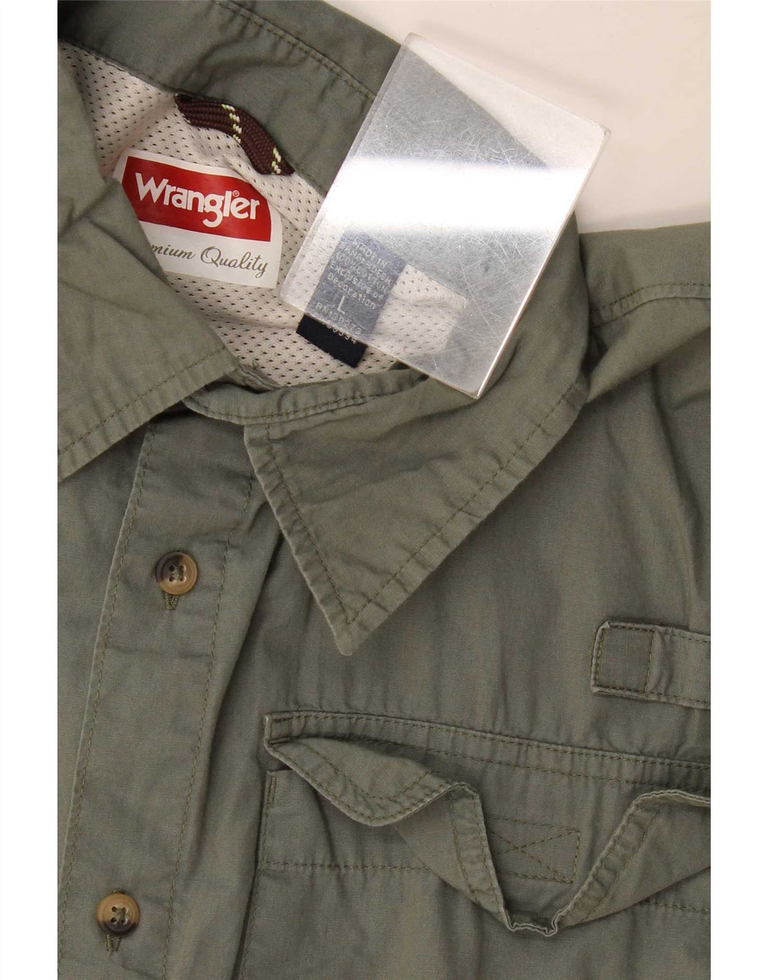 Wrangler Herren-Kurzarmhemd, groß, Khaki, Baumwolle