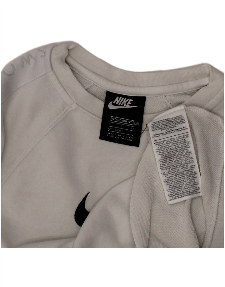 NIKE Jungen-Sweatshirt mit Swoosh-Standard-Passform, 8–9 Jahre, Größe S, Weiß