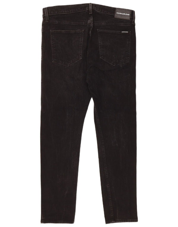 Calvin Klein Mens Slim Jeans W36 L32 Black Cotton