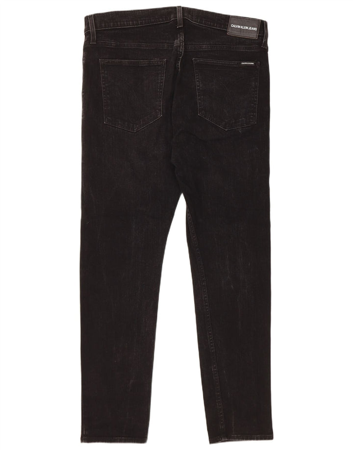 Calvin Klein Herren Slim Jeans W36 L32 Schwarze Baumwolle