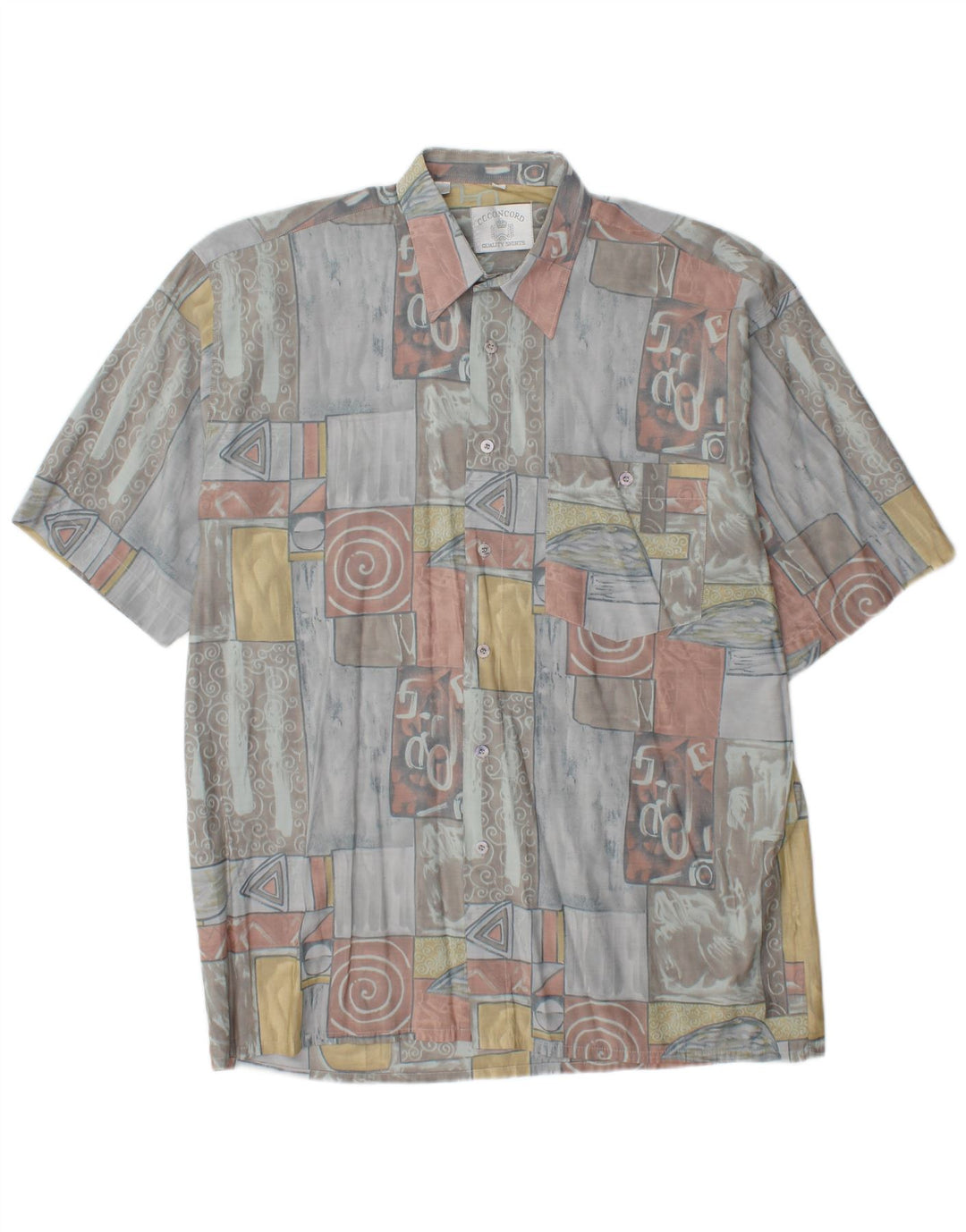 C.C.CONCORD Herren-Kurzarmhemd, groß, mehrfarbig, geometrisch