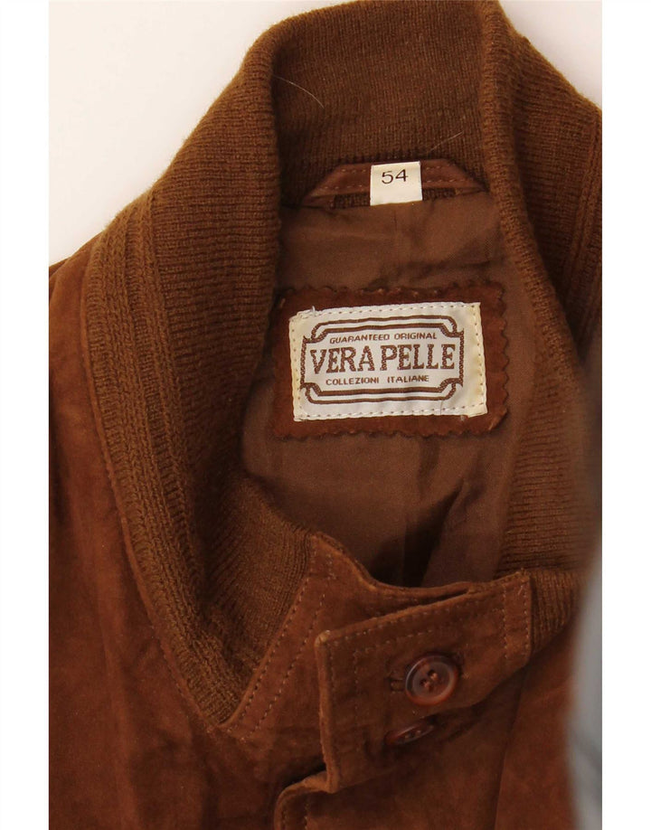 Vintage Herren Wildleder Bomberjacke IT 54 XL Braune Baumwolle
