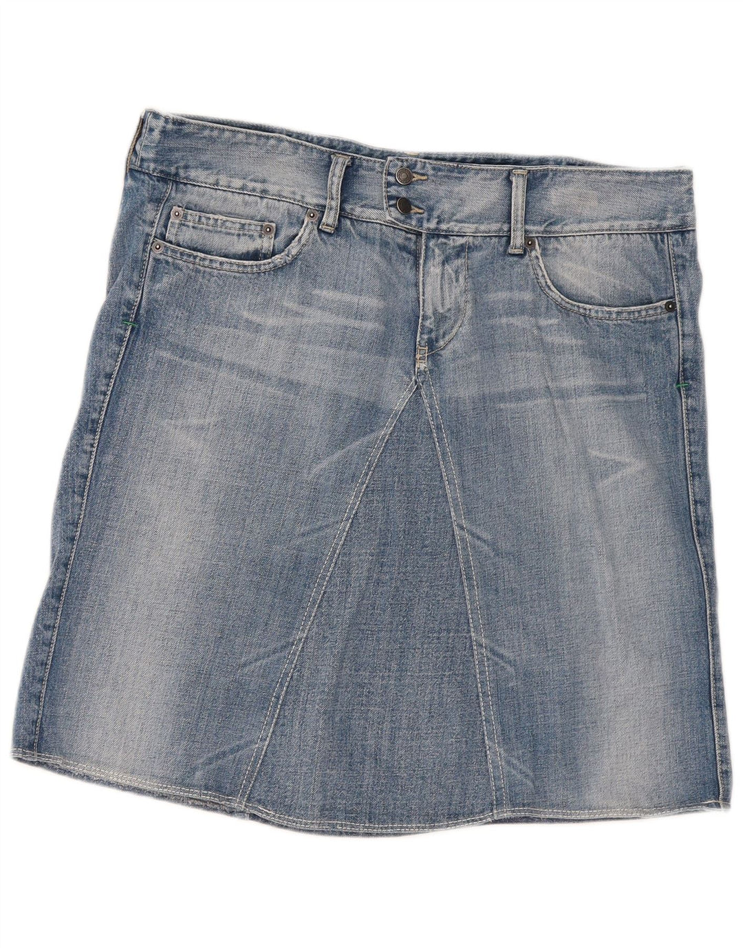 Benetton Damen Jeansrock W32 Große blaue Baumwolle