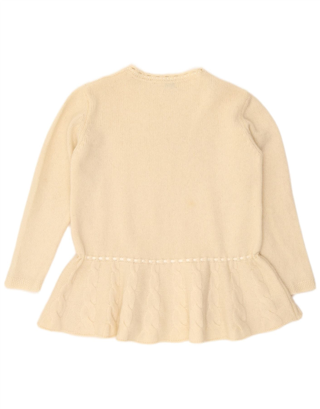Benetton Damen-Pullover mit U-Boot-Ausschnitt, Gr. 14, Mittel, gebrochenes Weiß