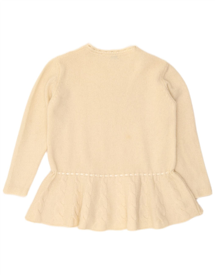 Benetton Damen-Pullover mit U-Boot-Ausschnitt, Gr. 14, Mittel, gebrochenes Weiß