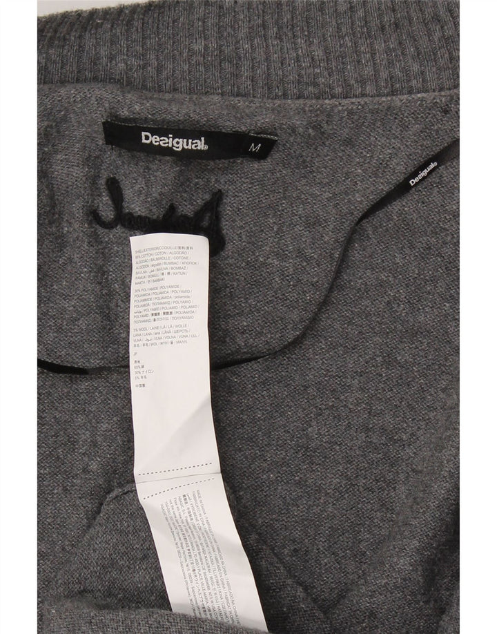 DESIGUAL Damen Longline Open Cardigan Pullover UK 12 Mittelgrau geblümt
