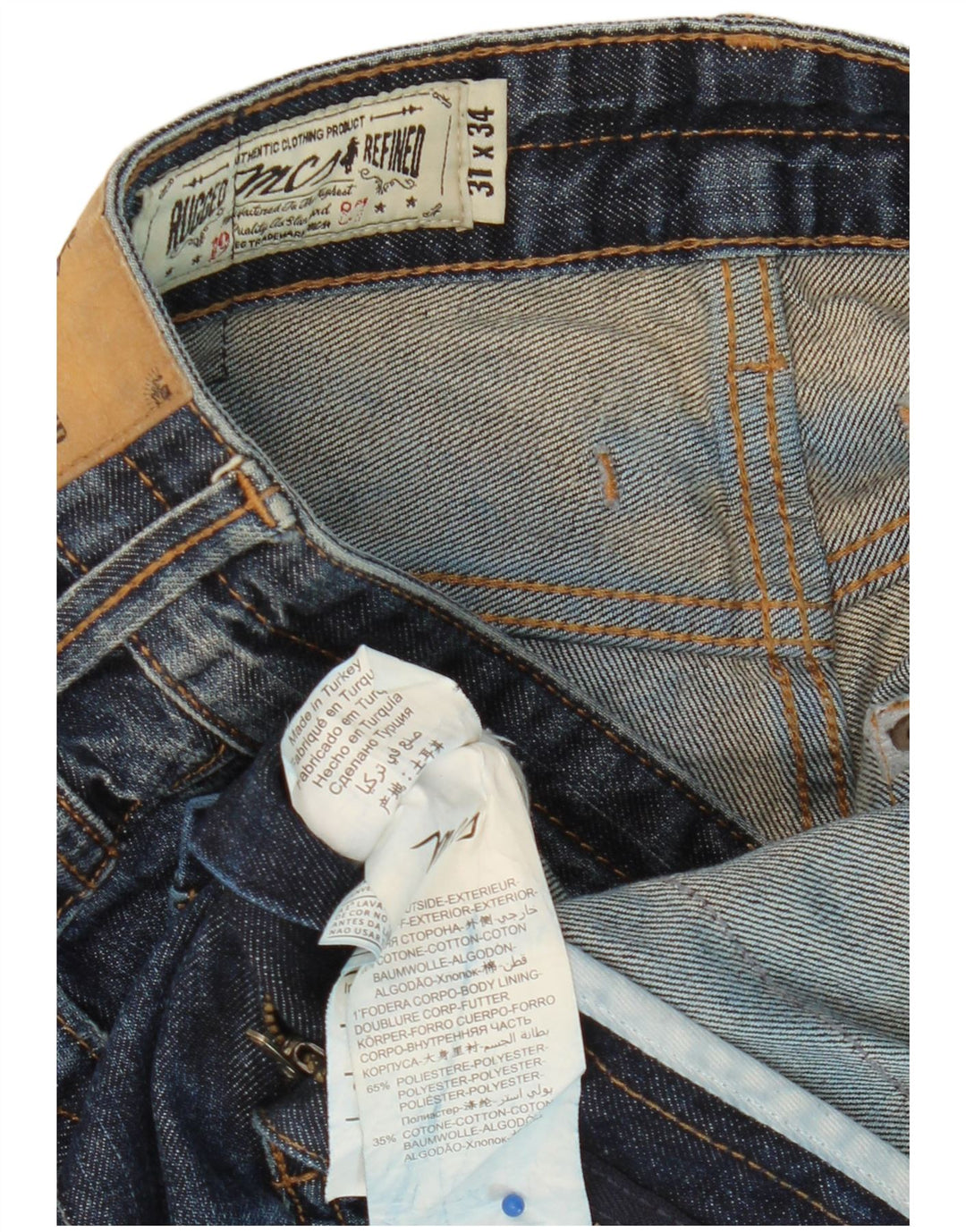 MARLBORO CLASSICS Herren Distressed Regular Tapered Jeans W31 L34 Blau