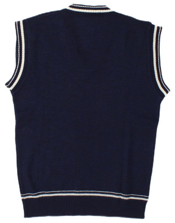 Vintage Herren Weste Tank Top Medium Marineblau