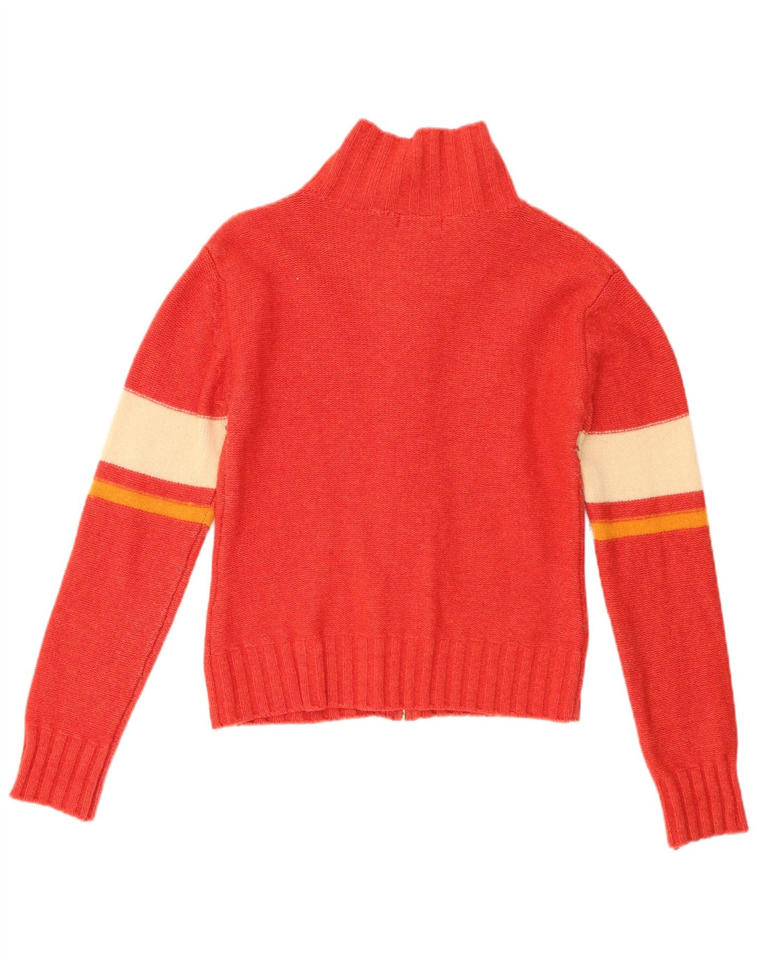 Asics Damen-Cardigan-Pullover UK 10 Kleine rote Farbblock-Lammwolle