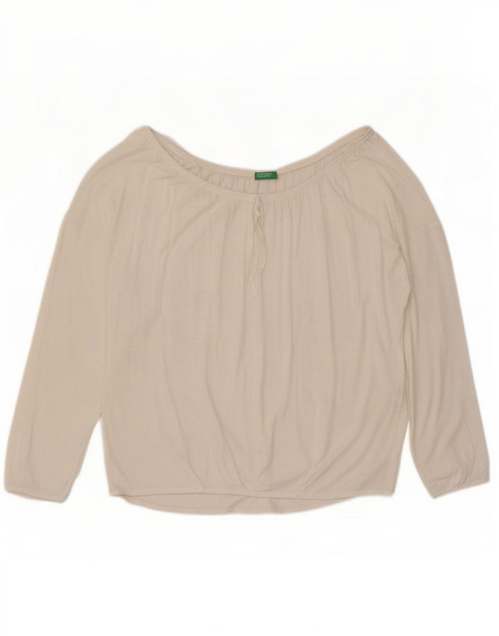 Benetton Damen Übergroßes schulterfreies Top UK 16 Large Weiße Viskose