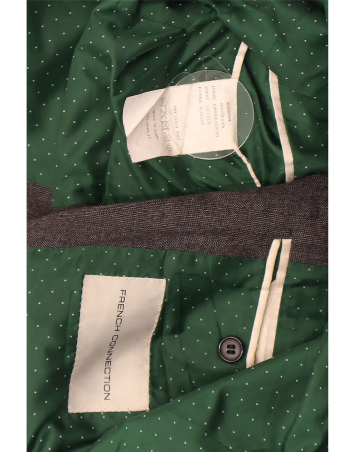 French Connection Herren-Blazer mit 2 Knöpfen, Größe S, Grau, Wolle, UK 36