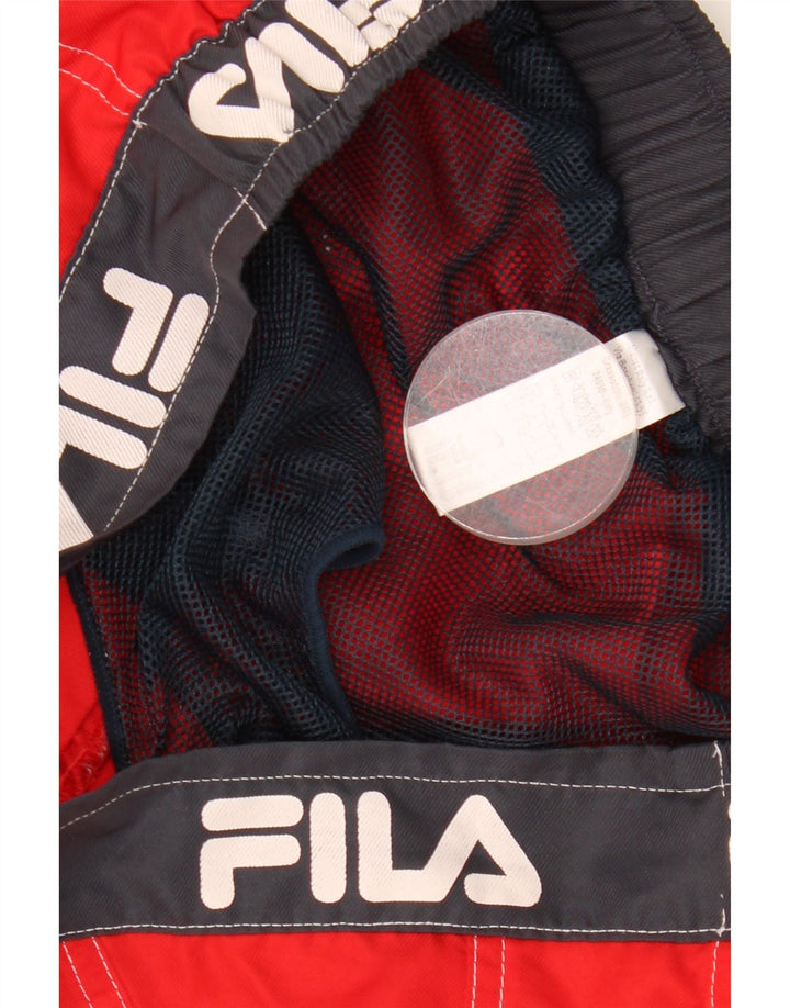 FILA Herren-Badeshorts mit Grafik, groß, rot, Farbblock