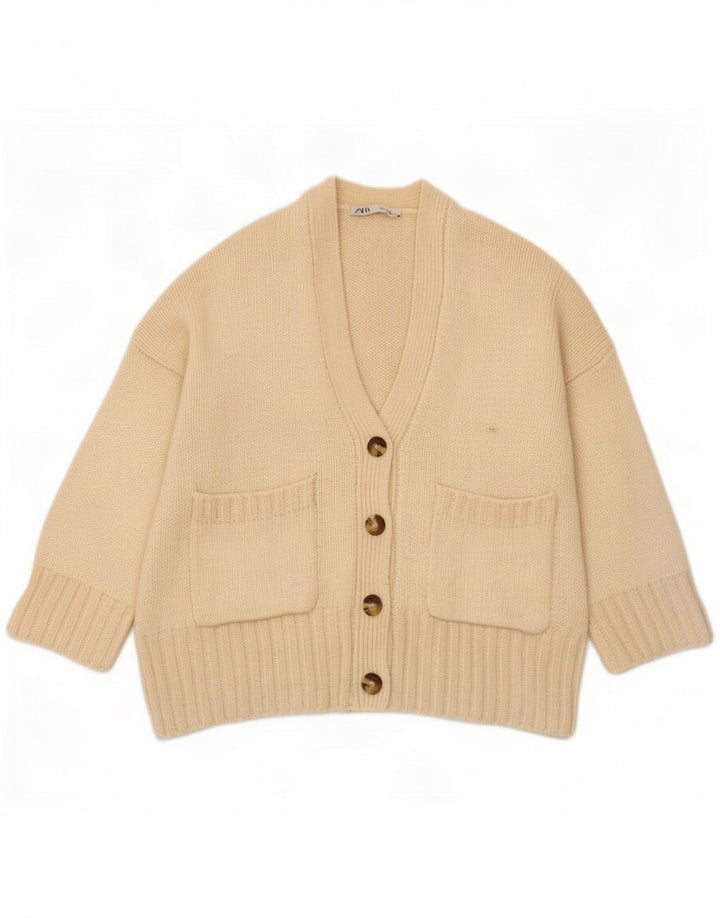 Zara Damen-Strickjacke in Übergröße, Gr. 10, Größe S, gebrochenes Weiß