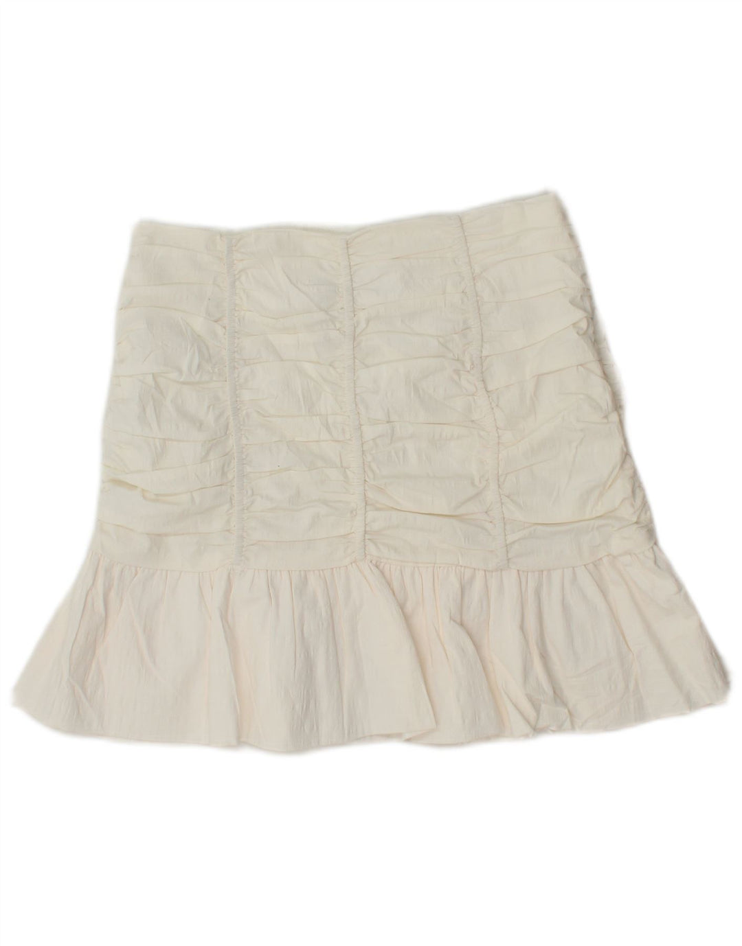 Zara Damen Mini-Rüschenrock, Größe S, Größe S, Weiß, Baumwolle