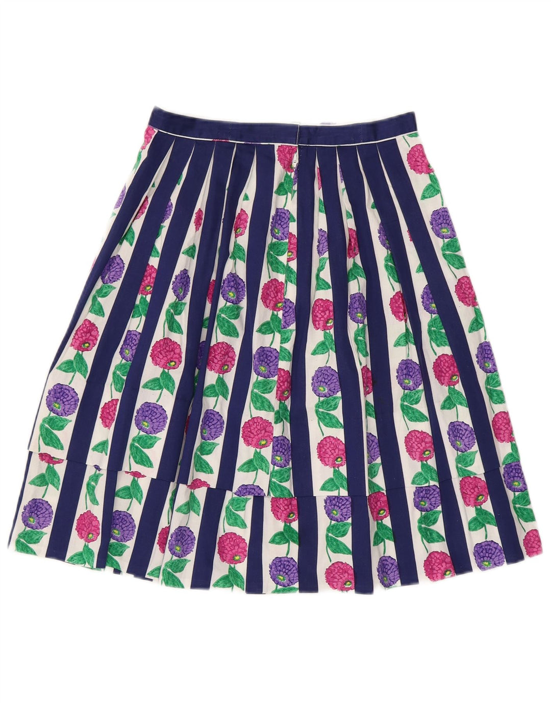 VINTAGE Damen Faltenrock W24 XS Blau geblümt