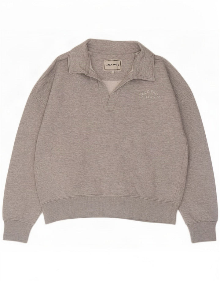 Jack Wills Damen-Sweatshirt mit Rollkragen, UK 12, Mittelgrau, Polyester