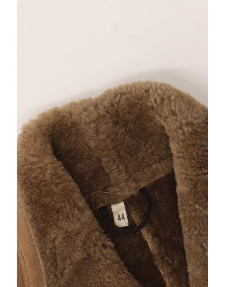Vintage Damen Fledermaus-Lammfelljacke IT 44 Mittelbraun