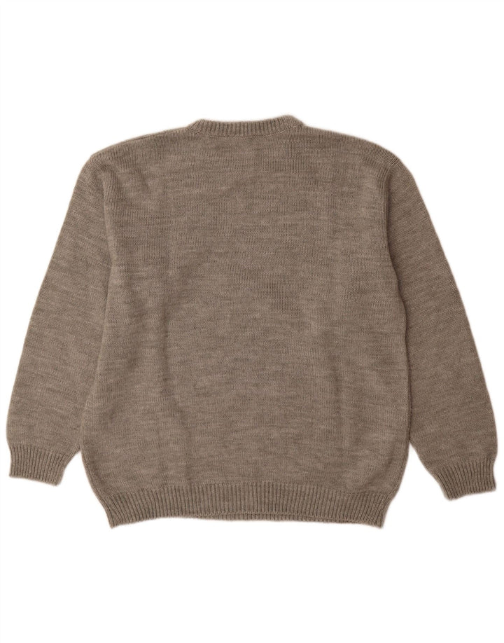 Alcatraz Herren-Pullover mit Rundhalsausschnitt, große graue geometrische Wolle