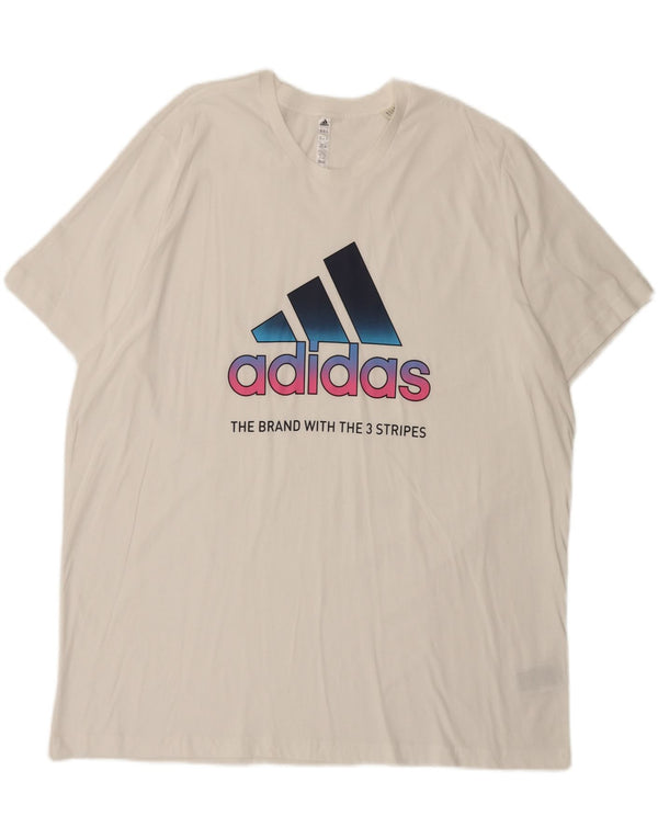Adidas Herren Grafik T-Shirt Top 2XL Weiße Baumwolle