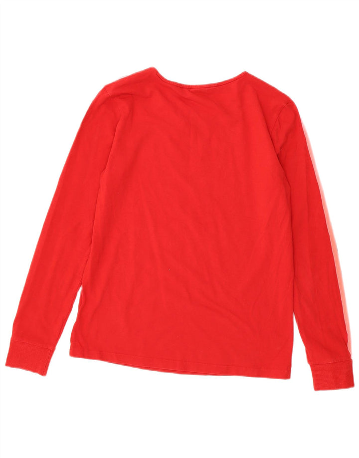 ADIDAS Damen Top Langarm UK 10 Small Rote Baumwolle