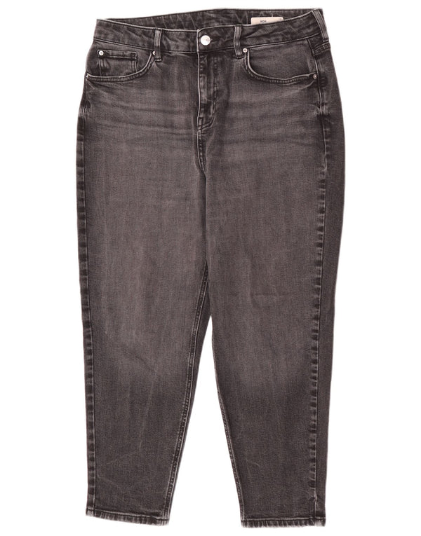 Marks & Spencer Damen Mom Tapered Kurzjeans UK 14 Large W32 L25 Grau