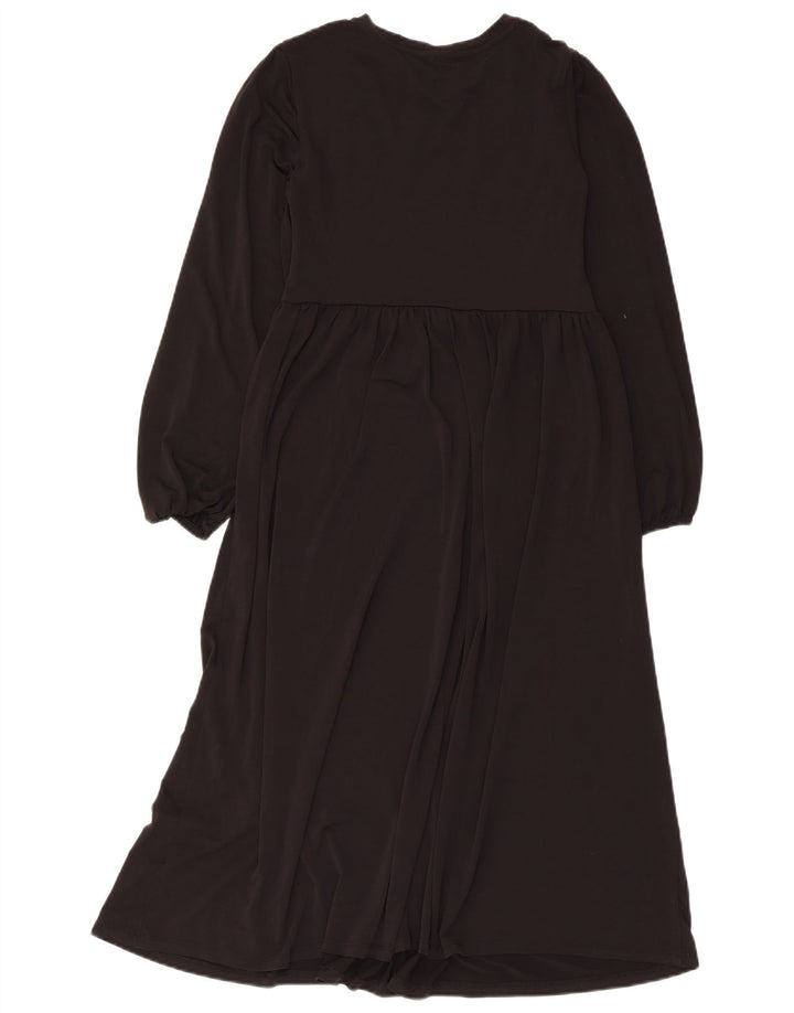Zara Damen Langarm-Maxikleid UK 12 Medium Schwarz